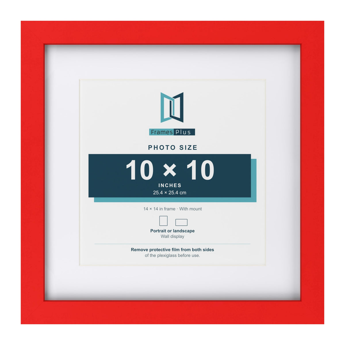 Red 14 x 14 inch picture frame with a white mount for a 10 x 10 inch photo