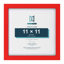 Red 14 x 14 inch picture frame with a white mount for an 11 x 11 inch photo