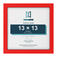 Red 14 x 14 inch picture frame with a white mount for a 13 x 13 inch photo
