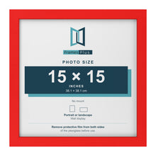Red picture frame for a 15 x 15 inch photo