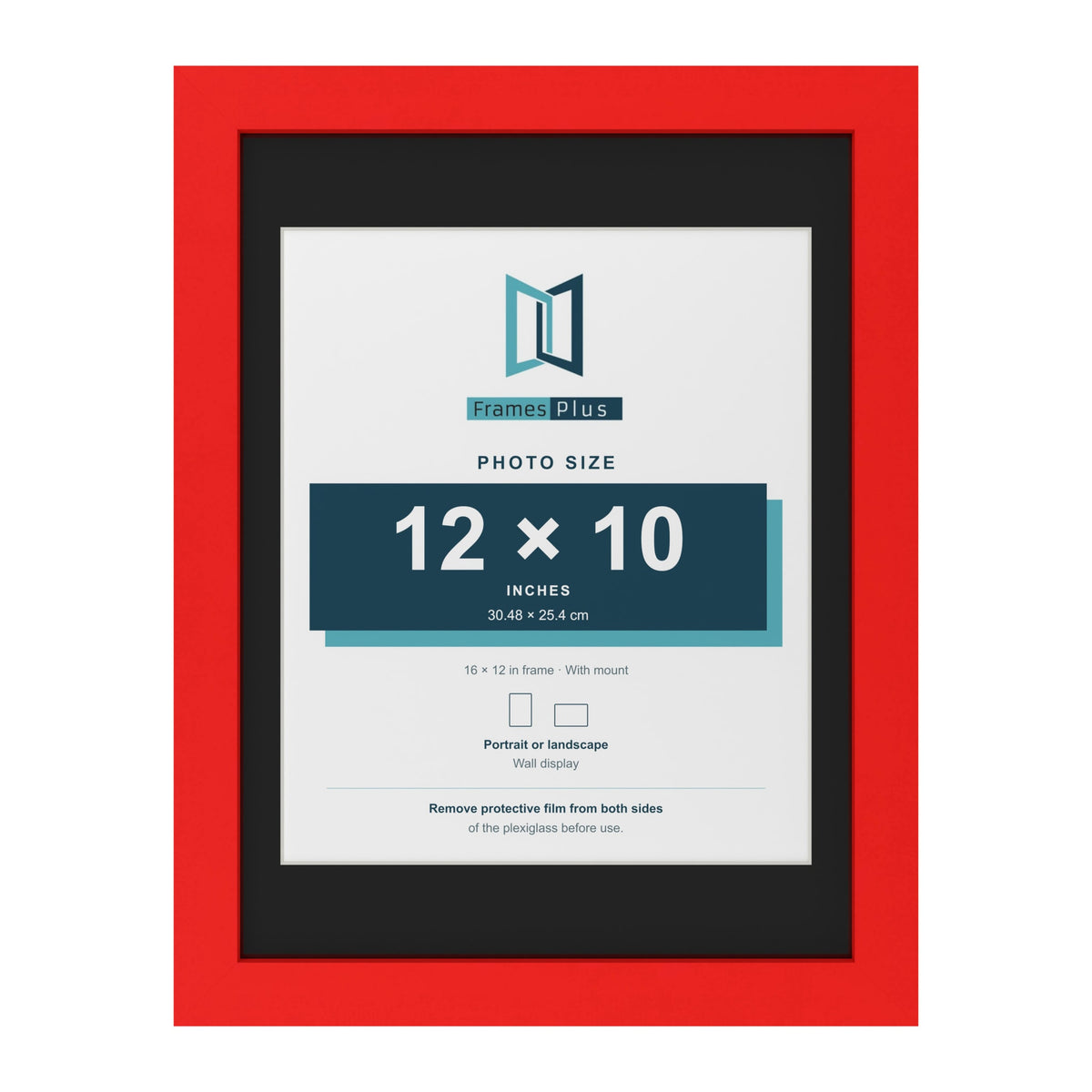 Red 16 x 12 inch picture frame with a black mount for a 12 x 10 inch photo