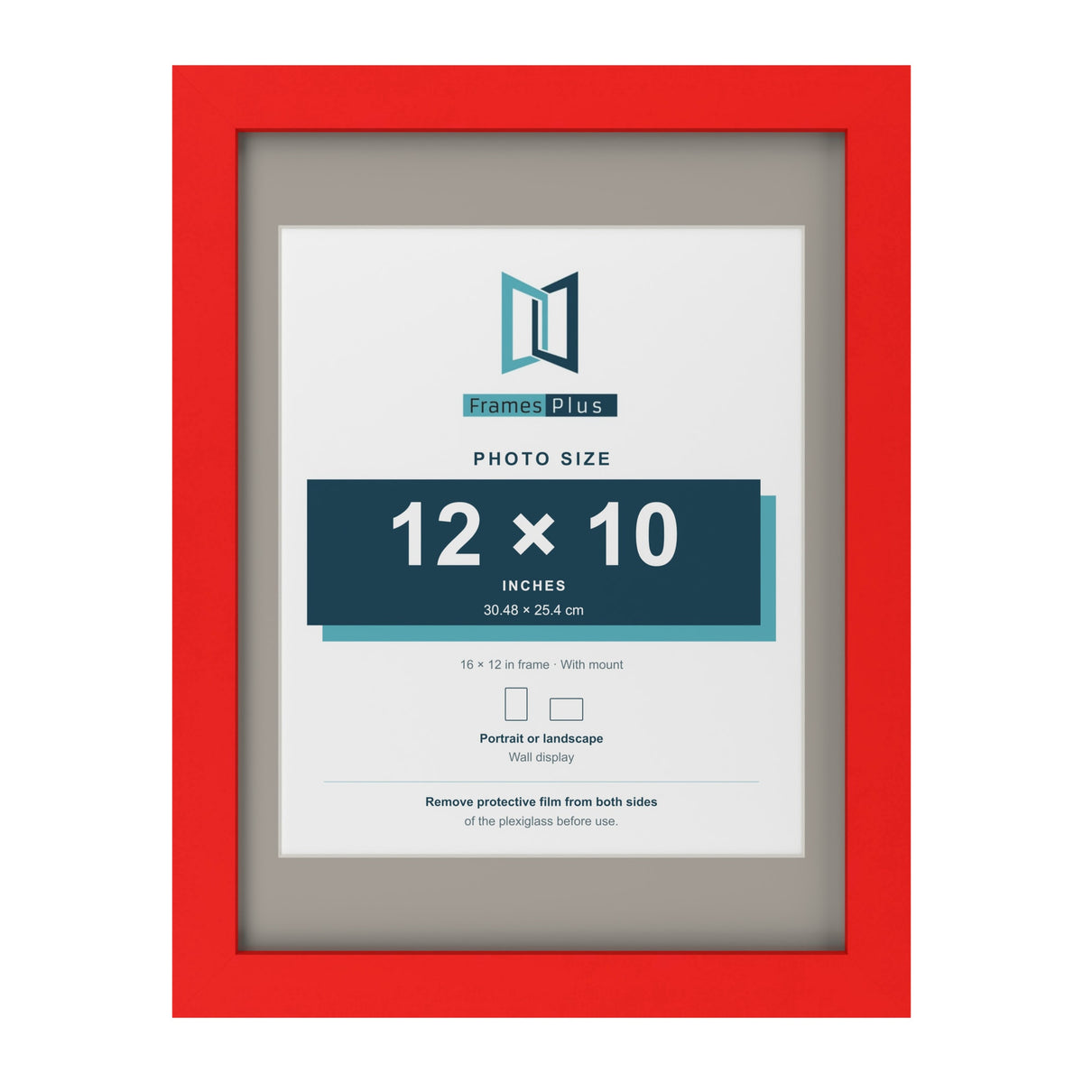 Red 16 x 12 inch picture frame with a Dawn Grey mount for a 12 x 10 inch photo