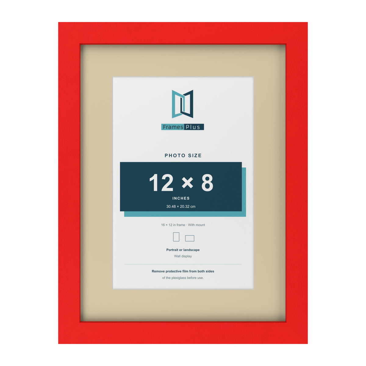 Red 16 x 12 inch picture frame with an ivory mount for a 12 x 8 inch photo