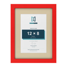 Red 16 x 12 inch picture frame with an ivory mount for a 12 x 8 inch photo