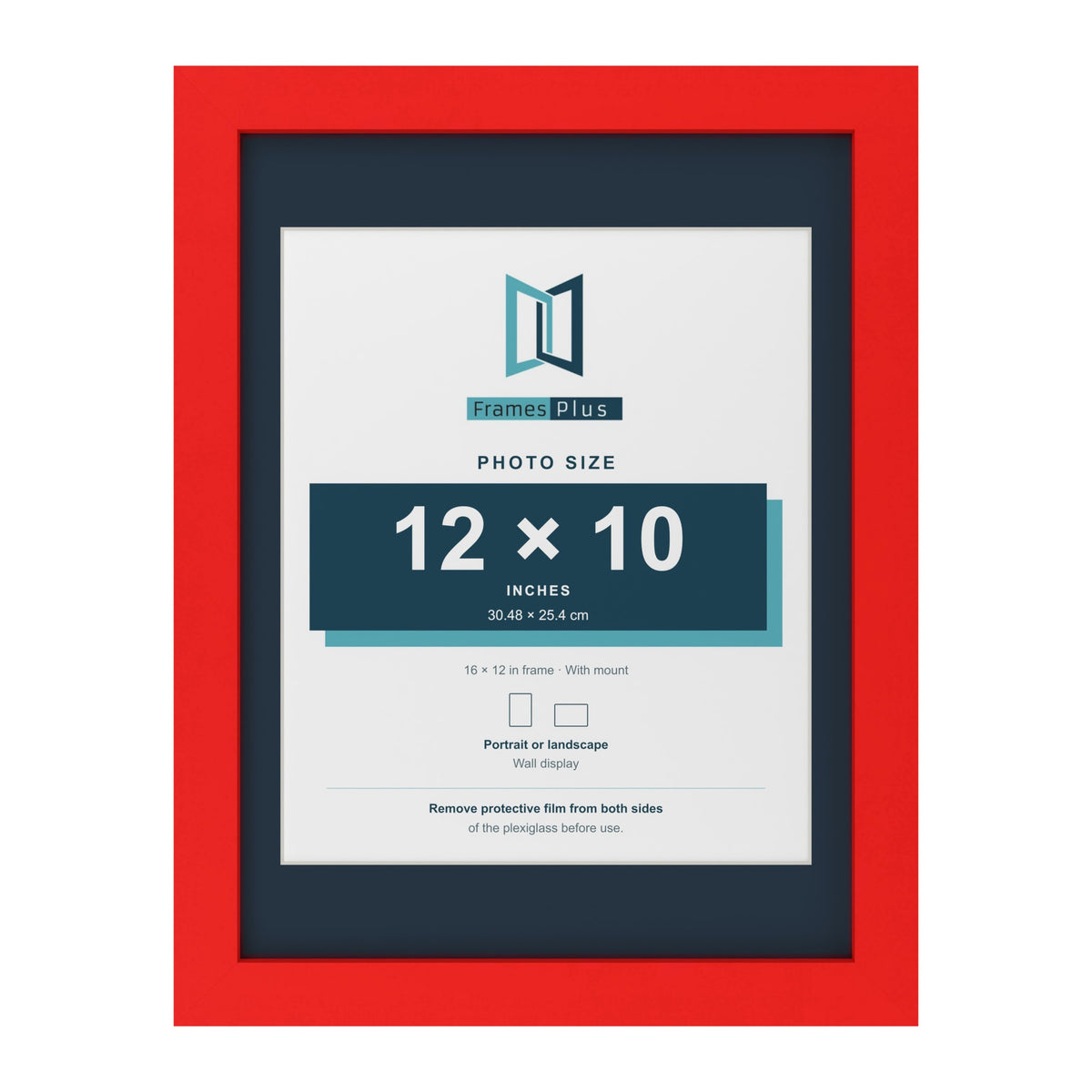 Red 16 x 12 inch picture frame with a Pacific Blue mount for a 12 x 10 inch photo