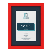 Red 16 x 12 inch picture frame with a Pacific Blue mount for a 12 x 8 inch photo