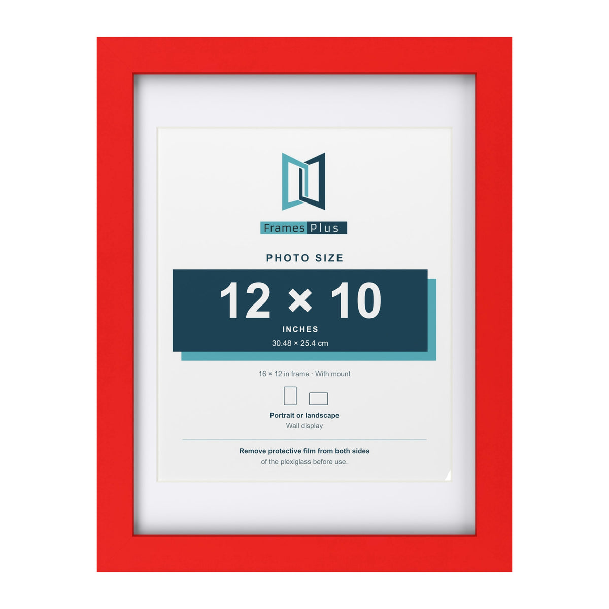 Red 16 x 12 inch picture frame with a white mount for a 12 x 10 inch photo