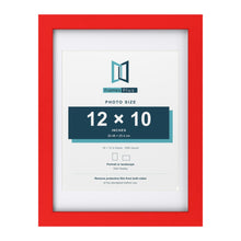Red 16 x 12 inch picture frame with a white mount for a 12 x 10 inch photo