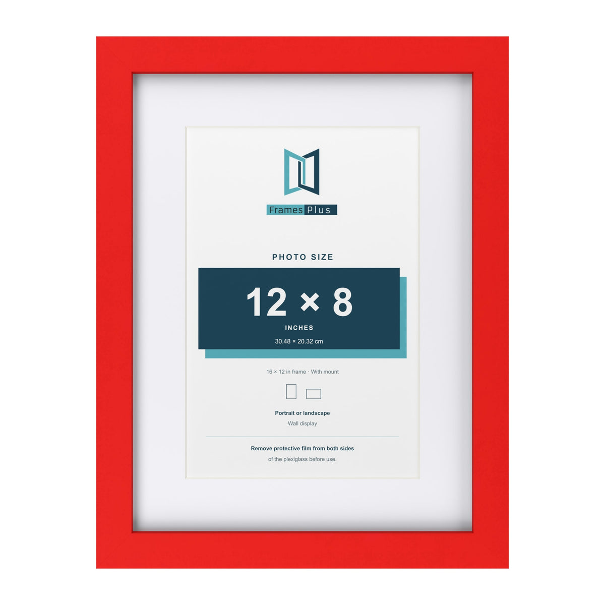 Red 16 x 12 inch picture frame with a white mount for a 12 x 8 inch photo