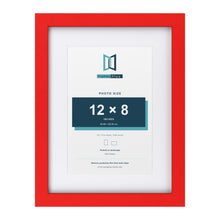 Red 16 x 12 inch picture frame with a white mount for a 12 x 8 inch photo