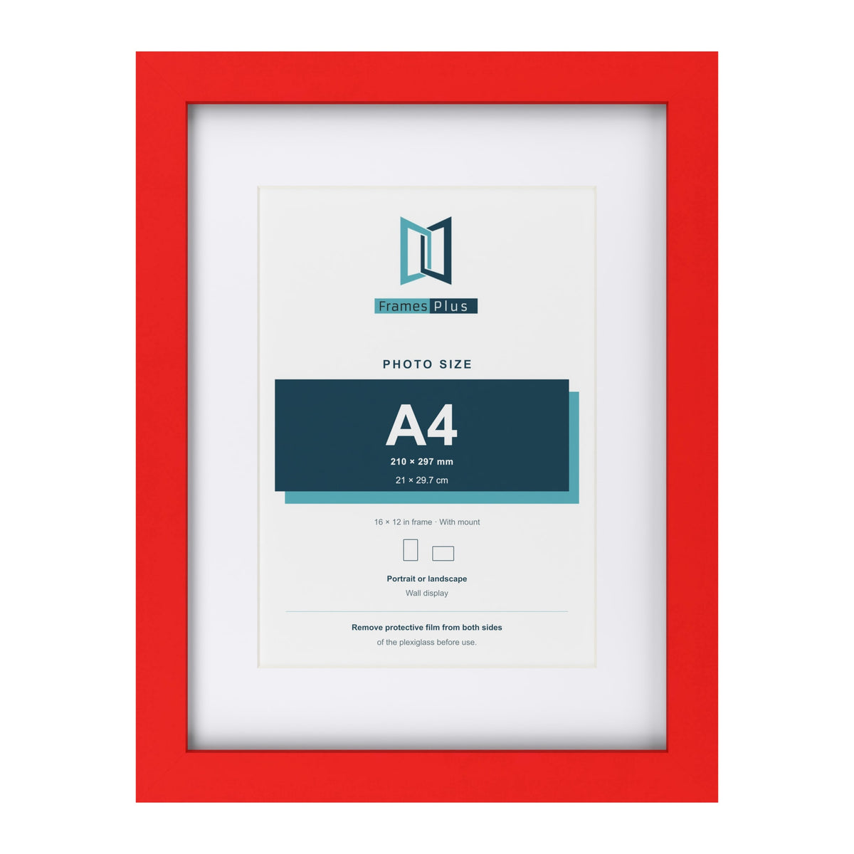Red 16 x 12 inch picture frame with a white mount for an A4 photo