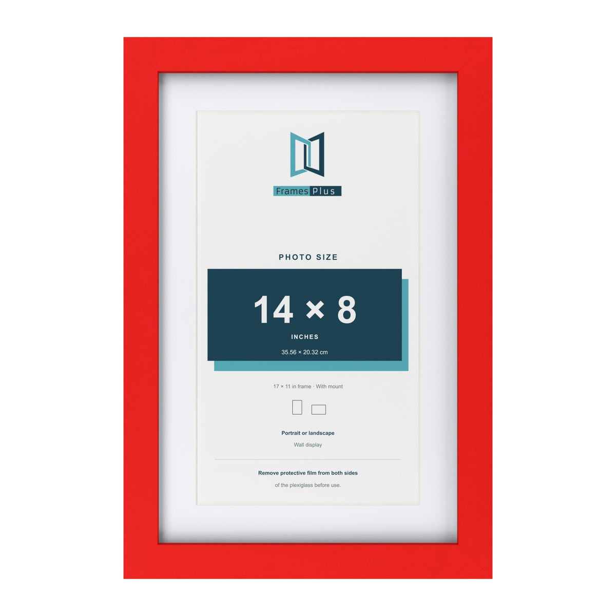 Red 17 x 11 inch picture frame with a white mount for a 14 x 8 inch photo