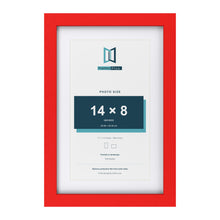 Red 17 x 11 inch picture frame with a white mount for a 14 x 8 inch photo