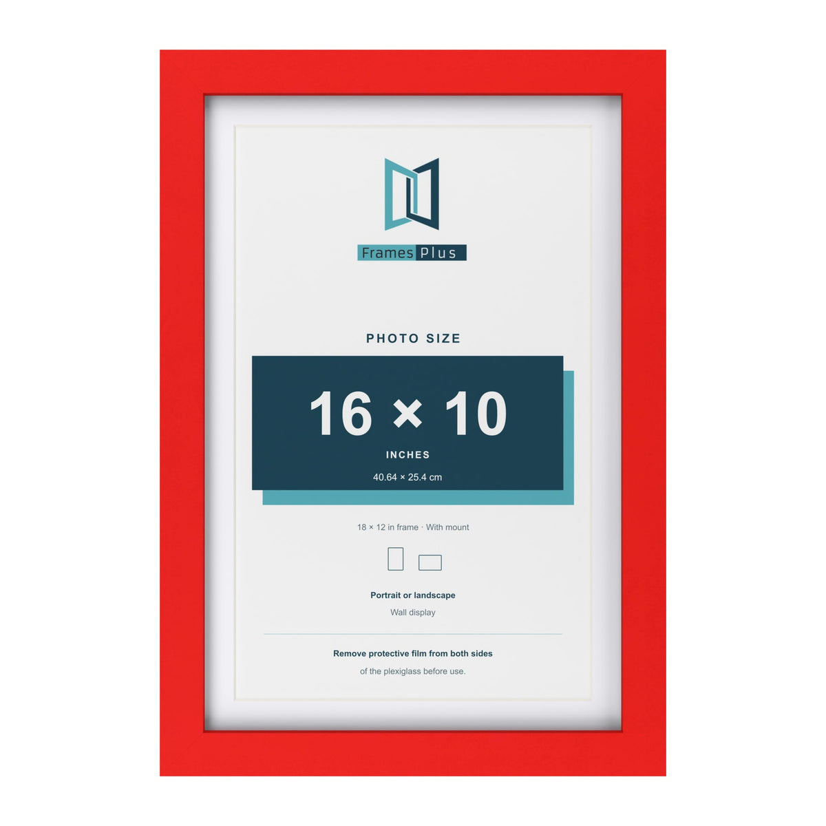 Red 18 x 12 inch picture frame with a white mount for a 16 x 10 inch photo