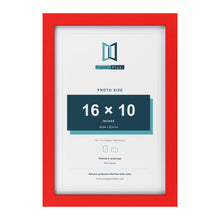 Red 18 x 12 inch picture frame with a white mount for a 16 x 10 inch photo