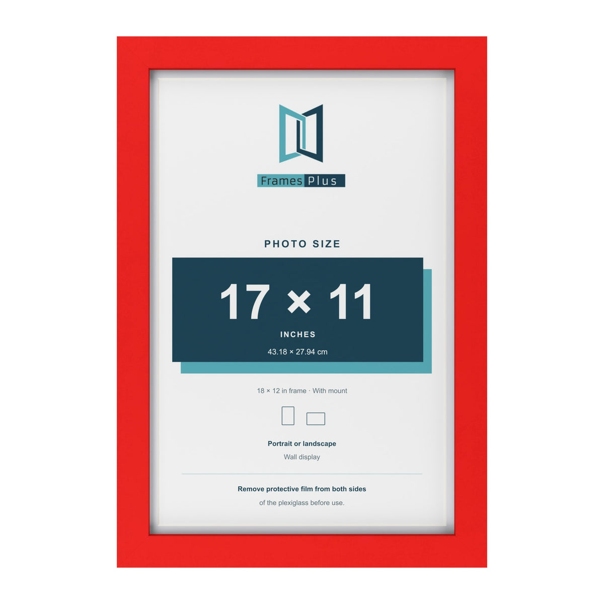 Red 18 x 12 inch picture frame with a white mount for a 17 x 11 inch photo