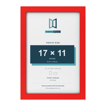 Red 18 x 12 inch picture frame with a white mount for a 17 x 11 inch photo