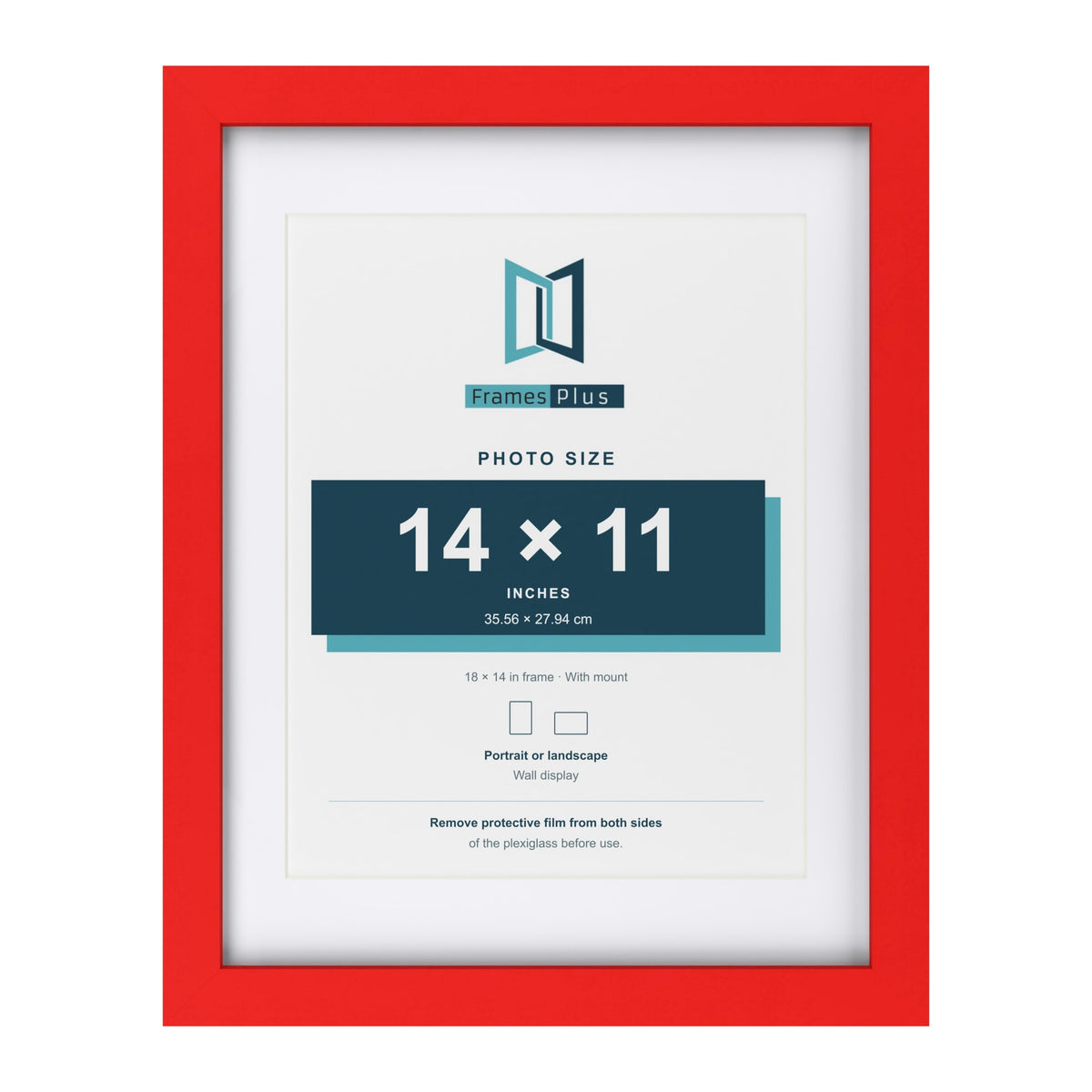 Red 18 x 14 inch picture frame with a white mount for a 14 x 11 inch photo