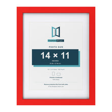 Red 18 x 14 inch picture frame with a white mount for a 14 x 11 inch photo