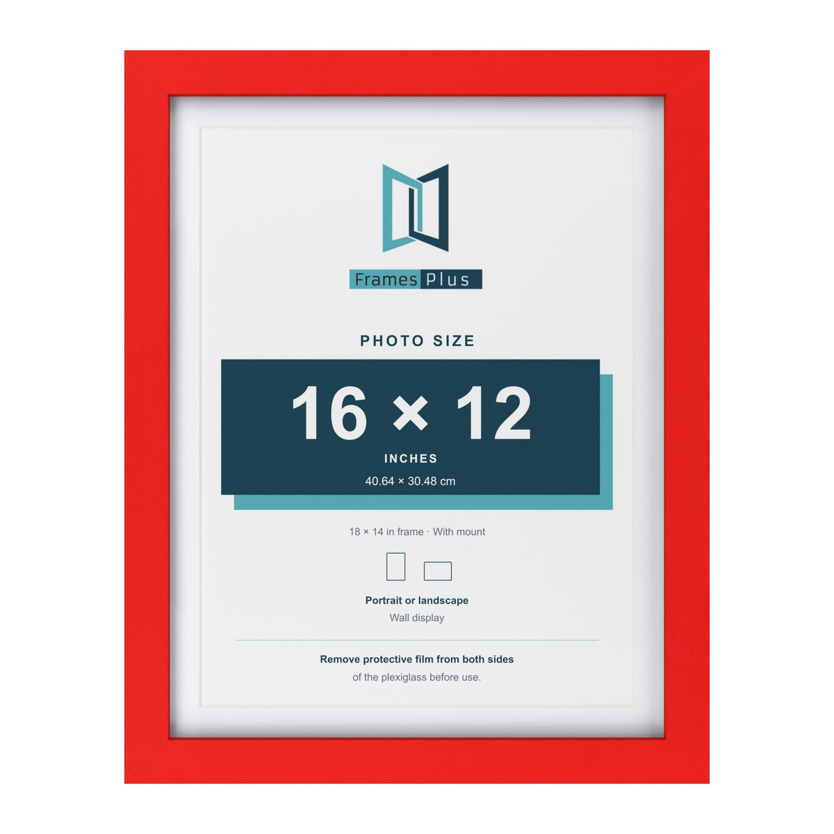 Red 18 x 14 inch picture frame with a white mount for a 16 x 12 inch photo
