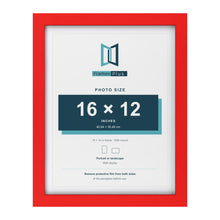 Red 18 x 14 inch picture frame with a white mount for a 16 x 12 inch photo