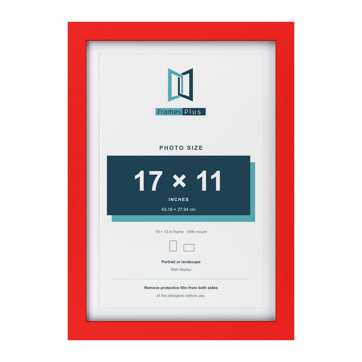 Red 19 x 13 inch picture frame with a white mount for a 17 x 11 inch photo