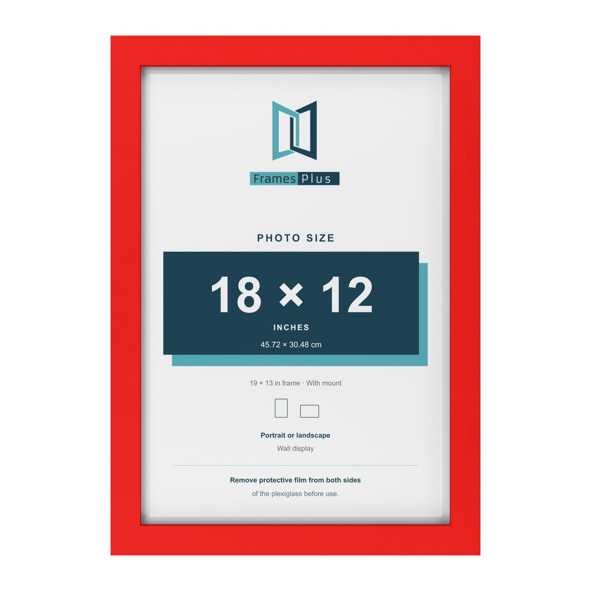 Red 19 x 13 inch picture frame with a white mount for an 18 x 12 inch photo