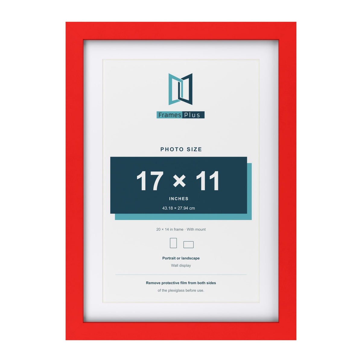 Red 20 x 14 inch picture frame with a white mount for a 17 x 11 inch photo