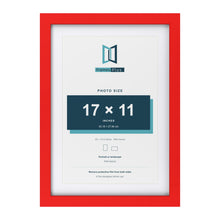 Red 20 x 14 inch picture frame with a white mount for a 17 x 11 inch photo