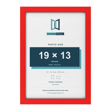 Red 20 x 14 inch picture frame with a white mount for a 19 x 13 inch photo