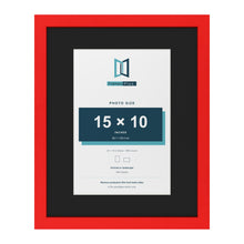 Red 20 x 16 inch picture frame with a black mount for a 15 x 10 inch photo