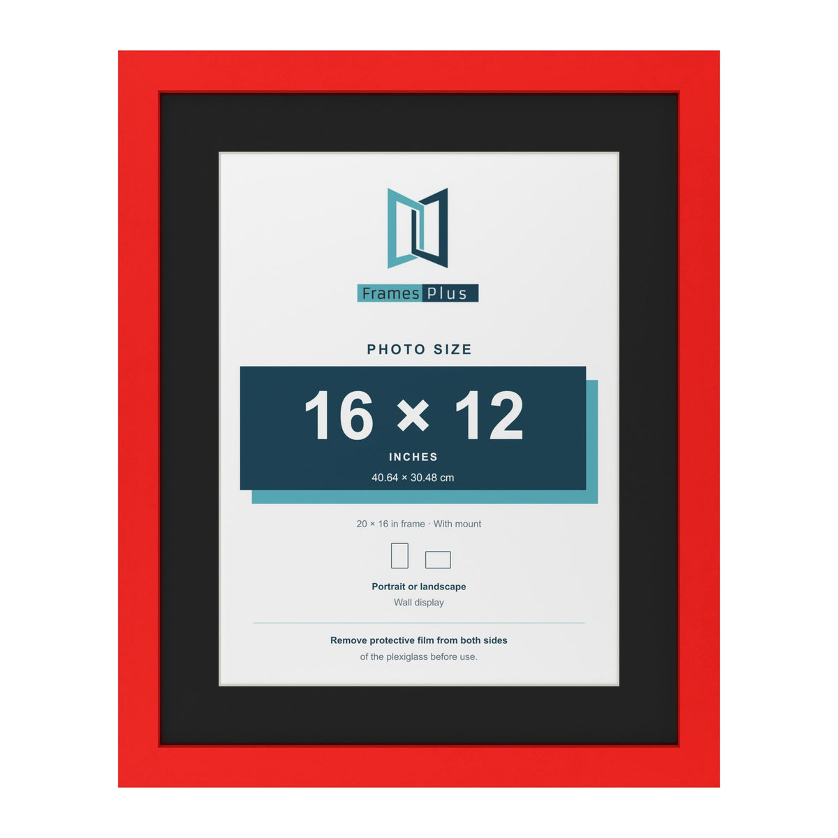 Red 20 x 16 inch picture frame with a black mount for a 16 x 12 inch photo