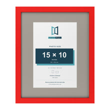 Red 20 x 16 inch picture frame with a Dawn Grey mount for a 15 x 10 inch photo