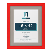 Red 20 x 16 inch picture frame with a Dawn Grey mount for a 16 x 12 inch photo
