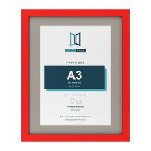 Red 20 x 16 inch picture frame with a Dawn Grey mount for an A3 photo