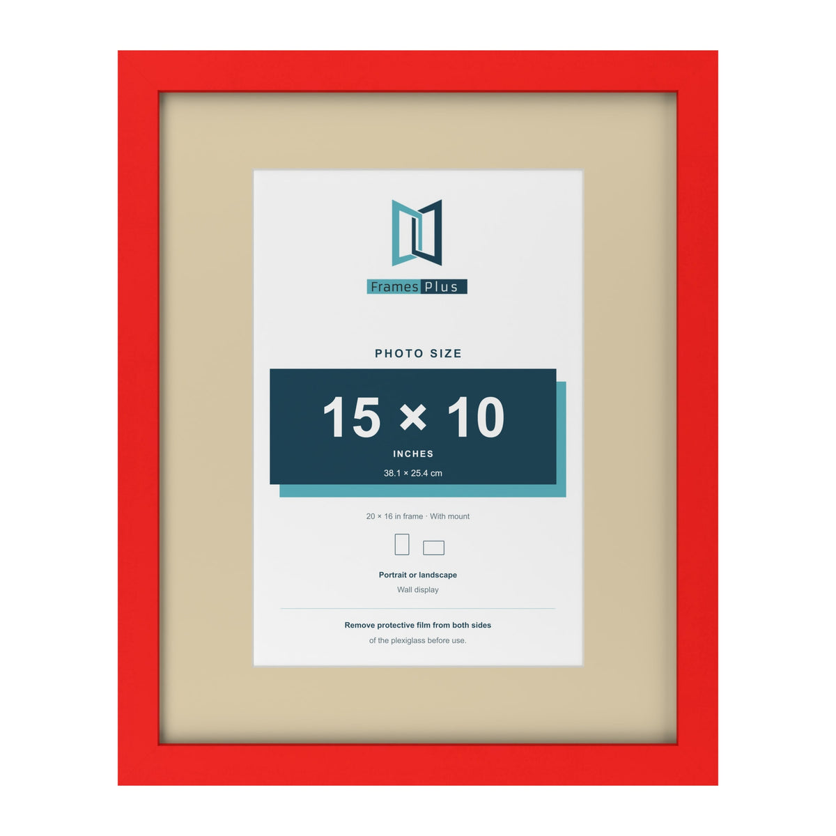 Red 20 x 16 inch picture frame with an ivory mount for a 15 x 10 inch photo