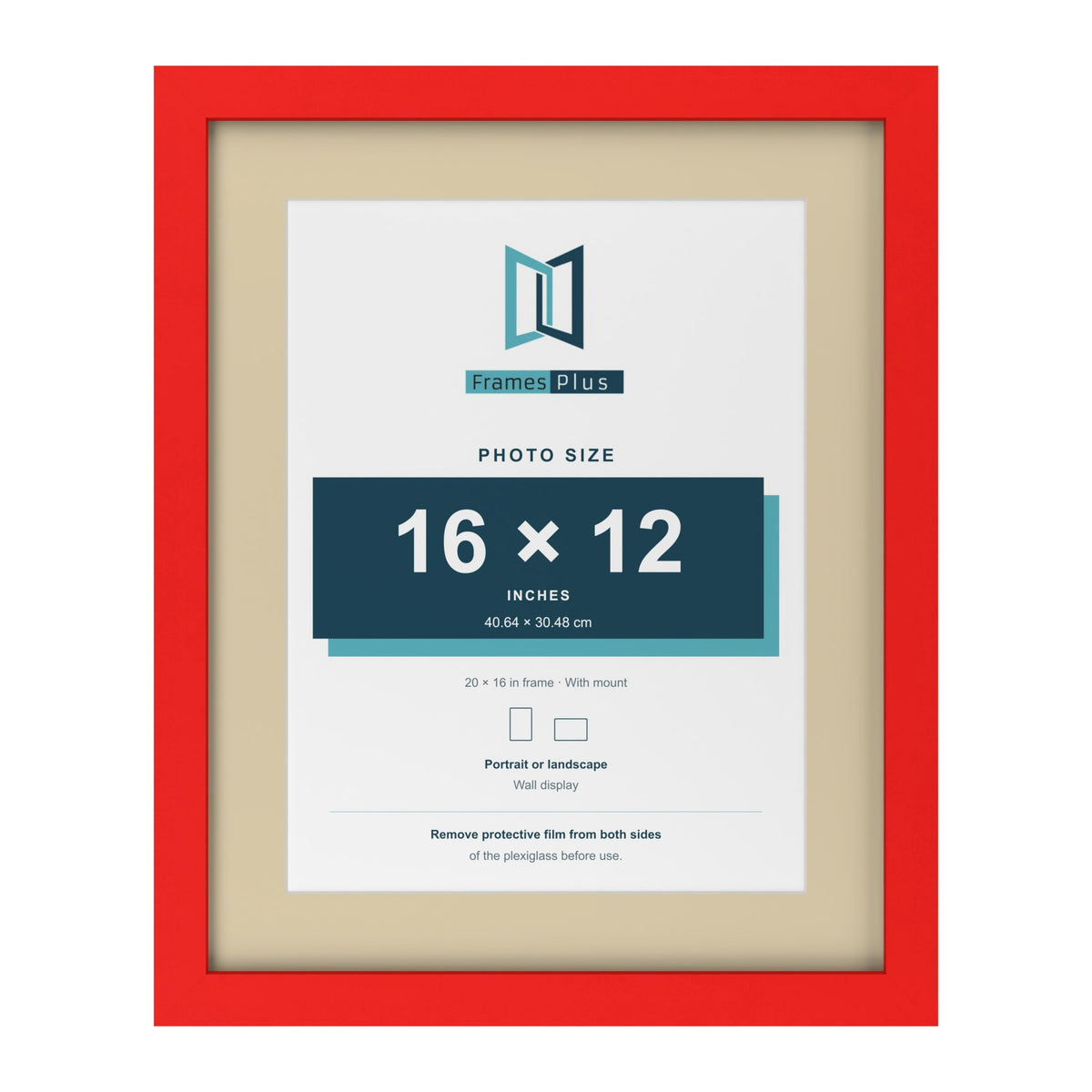 Red 20 x 16 inch picture frame with an ivory mount for a 16 x 12 inch photo