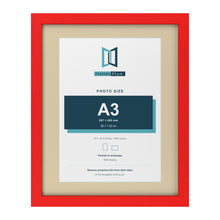 Red 20 x 16 inch picture frame with an ivory mount for an A3 photo