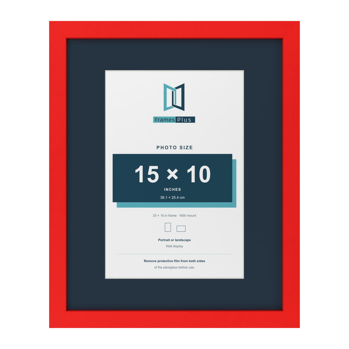 Red 20 x 16 inch picture frame with a Pacific Blue mount for a 15 x 10 inch photo