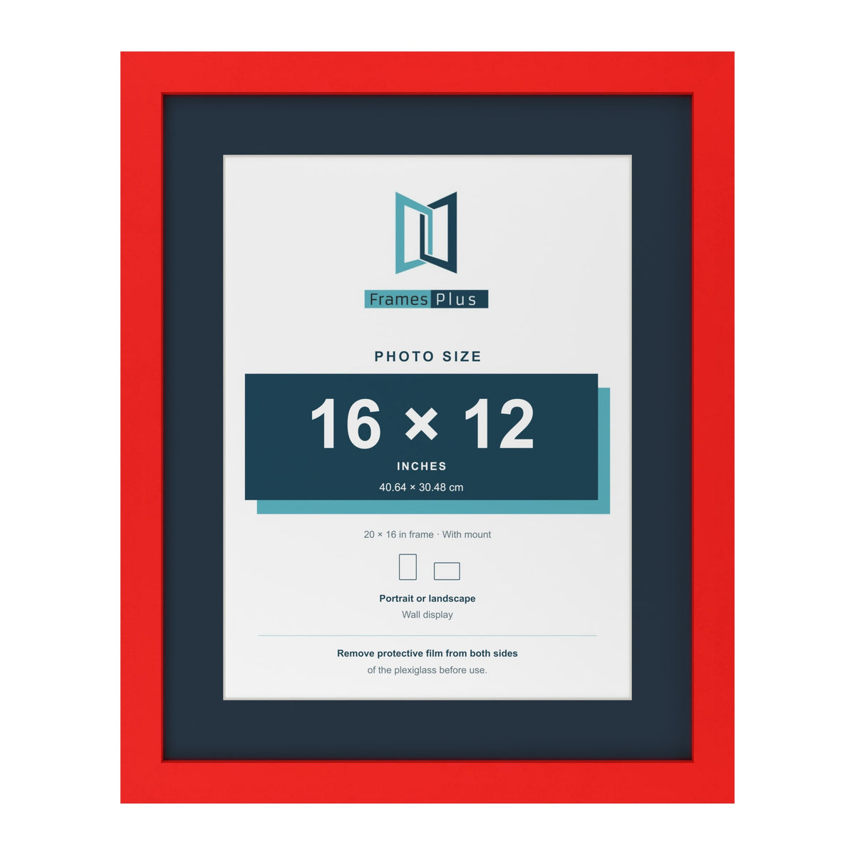 Red 20 x 16 inch picture frame with a Pacific Blue mount for a 16 x 12 inch photo