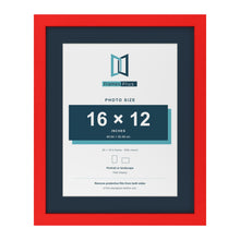 Red 20 x 16 inch picture frame with a Pacific Blue mount for a 16 x 12 inch photo