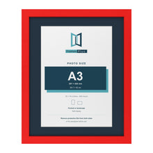 Red 20 x 16 inch picture frame with a Pacific Blue mount for an A3 photo
