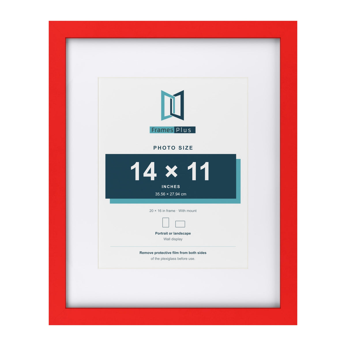 Red 20 x 16 inch picture frame with a white mount for a 14 x 11 inch photo