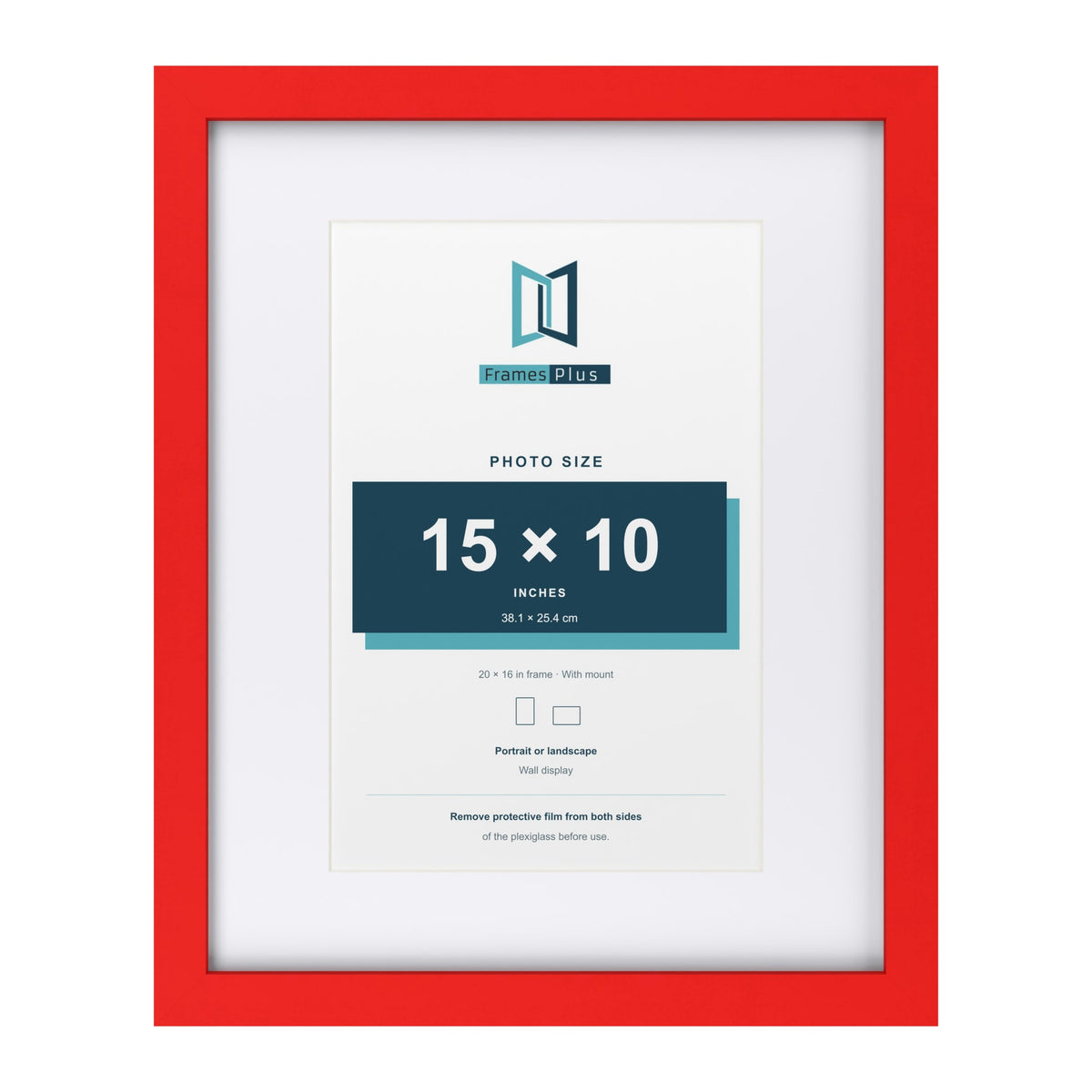 Red 20 x 16 inch picture frame with a white mount for a 15 x 10 inch photo