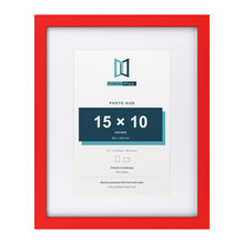 Red 20 x 16 inch picture frame with a white mount for a 15 x 10 inch photo