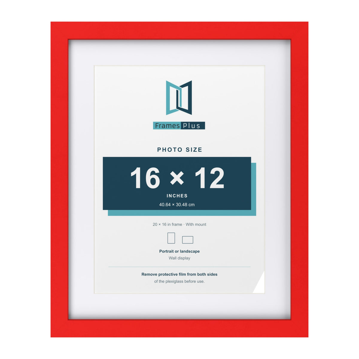 Red 20 x 16 inch picture frame with a white mount for a 16 x 12 inch photo