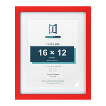 Red 20 x 16 inch picture frame with a white mount for a 16 x 12 inch photo
