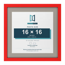 Red 20 x 20 inch picture frame with a Dawn Grey mount for a 16 x 16 inch photo