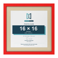 Red 20 x 20 inch picture frame with an ivory mount for a 16 x 16 inch photo