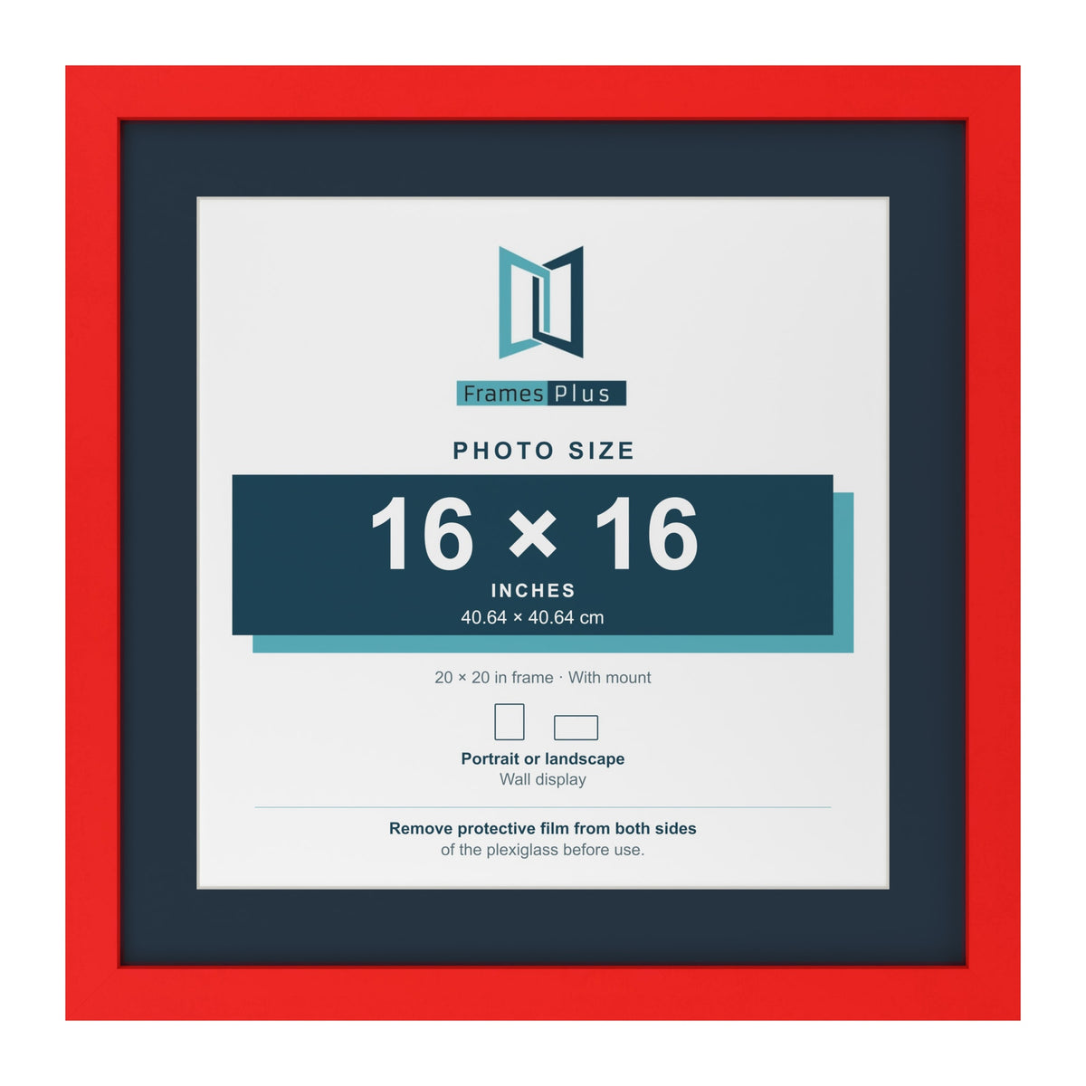 Red 20 x 20 inch picture frame with a Pacific Blue mount for a 16 x 16 inch photo